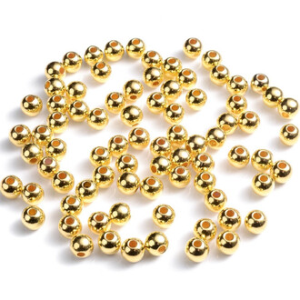 Бусины медные круглые 18К позолота 2,5 мм Ø 1 мм 30 шт. Золото яркое