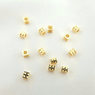 Бусины Bari медные 18К позолота 3х3 мм Ø 1,7 мм 10 шт. Золото