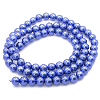 Бусины стекло под жемчуг Шар 10 мм ±90 шт. 80 см Сапфир