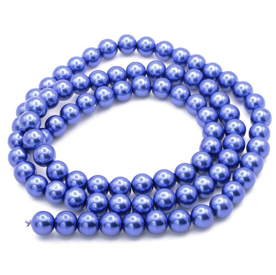 Бусины стекло под жемчуг Шар 10 мм ±90 шт. 80 см Сапфир