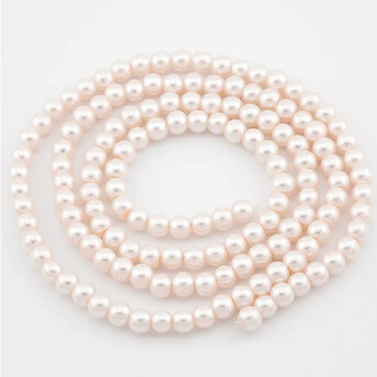 Бусины стекло под жемчуг Шар 4 мм ±210 шт. 80 см Розовая Пудра