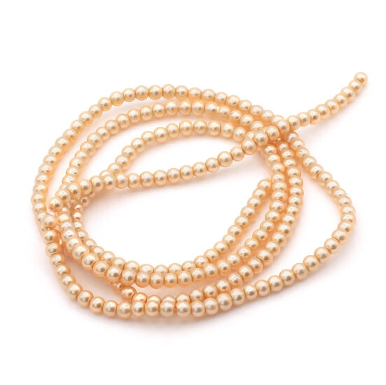 Бусины стекло под жемчуг Шар 6 мм ±140 шт. 80 см Персиковый