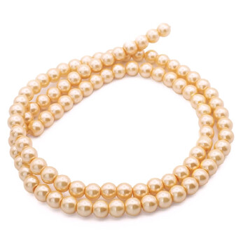 Бусины стекло под жемчуг Шар 8 мм ±105 шт. 80 см Персиковый