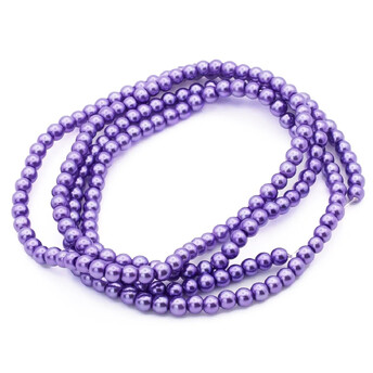 Бусины стекло под жемчуг Шар 6 мм ±140 шт. 80 см Лавандовый