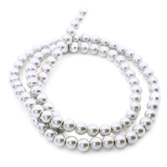 Бусины стекло под жемчуг Шар 8 мм ±105 шт. 80 см Серебристый