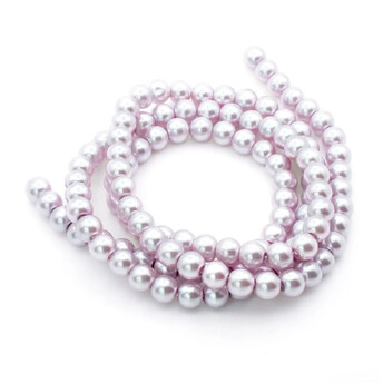 Бусины стекло под жемчуг Шар 10 мм ±90 шт. 80 см Серо-сиреневый