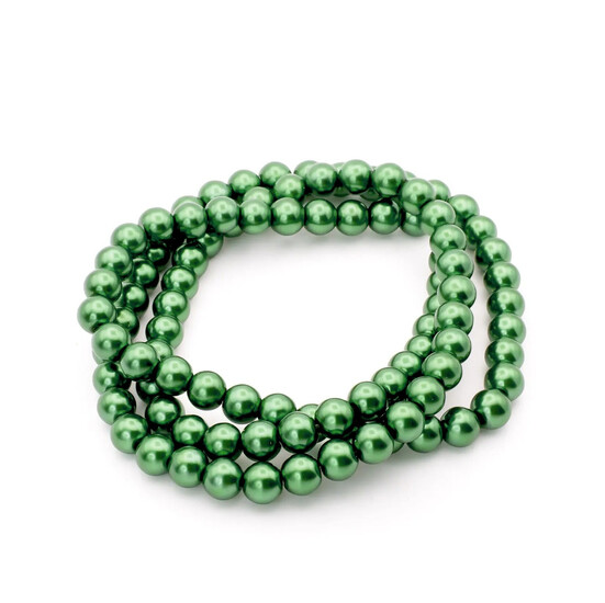 Бусины стекло под жемчуг Шар 4 мм ±210 шт. 80 см 75 Зеленый темный