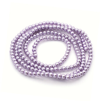 Бусины стекло под жемчуг Шар 3 мм ±210 шт. 62 см Сиреневый