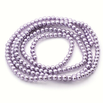 Намистини скло під перли Куля 4 мм ±210 шт. 80 см Бузковий