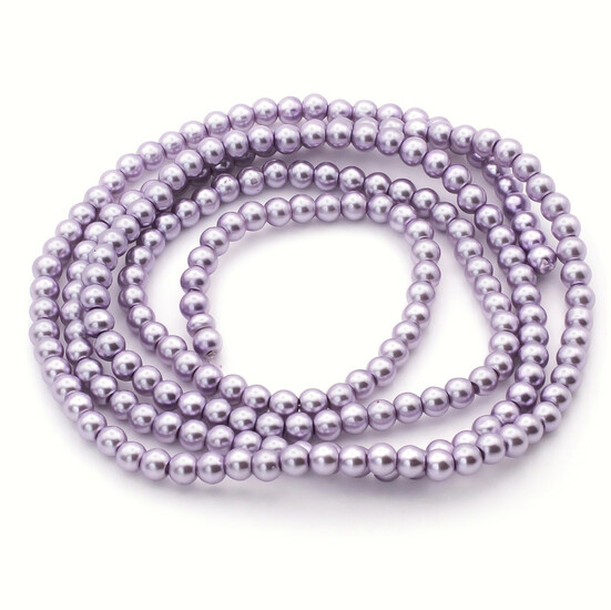 Бусины стекло под жемчуг Шар 8 мм ±105 шт. 80 см Сиреневый