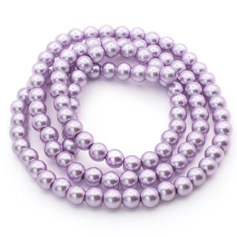 Бусины стекло под жемчуг Шар 10 мм ±90 шт. 80 см Сиреневый