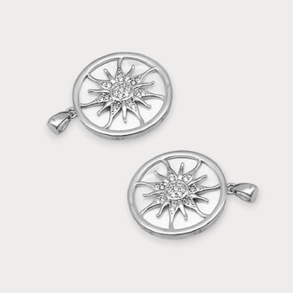 Кулон Solar circle с перламутром и стразами медный 29х20 мм 1 шт. Белое золото