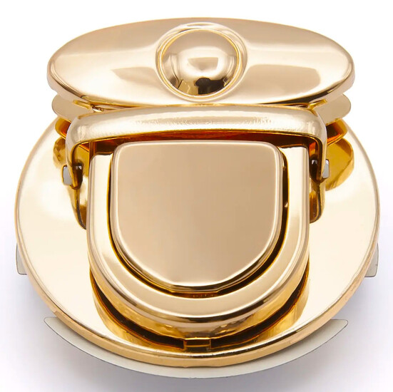 Замок для сумки круглый с клавишей 47 мм 1 шт. Золотистый