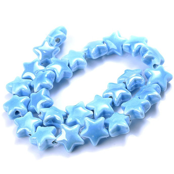 Бусины Звезда керамические 14х14 мм 5 шт. Голубой