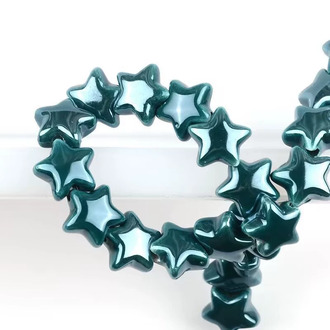 Бусины Звезда керамические 14х14 мм 5 шт. Бирюзовый темный