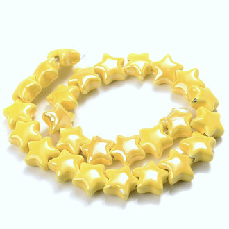 Бусины Звезда керамические 14х14 мм 5 шт. Желтый