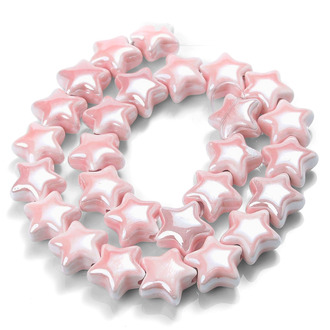 Бусины Звезда керамические 14х14 мм 5 шт. Розовый светлый