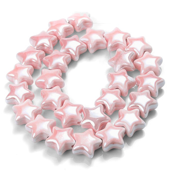 Бусины Звезда керамические 14х14 мм 5 шт. Розовый светлый
