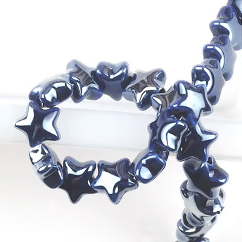 Бусины Звезда керамические 14х14 мм 5 шт. Синий темный