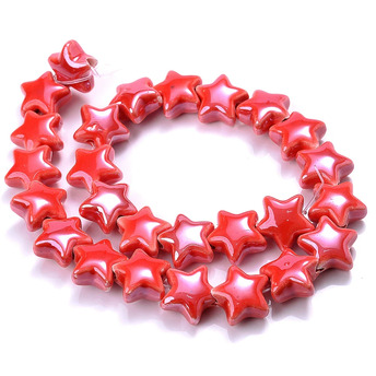 Бусины Звезда керамические 14х14 мм 5 шт. Красный