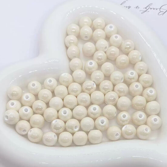 Бусины Шар керамические 8 мм 5 шт. Молочный