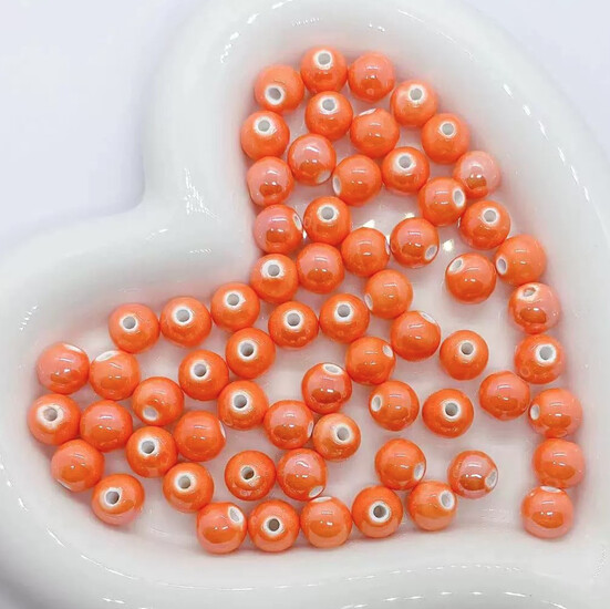 Бусины Шар керамические 10 мм 5 шт. Оранжевый