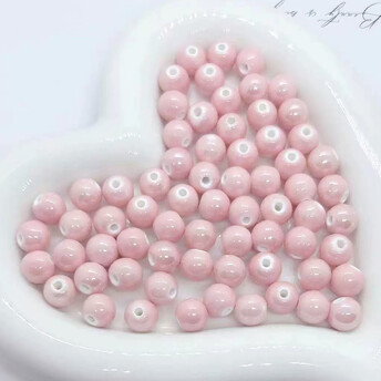 Бусины Шар керамические 8 мм 5 шт. Розовый светлый