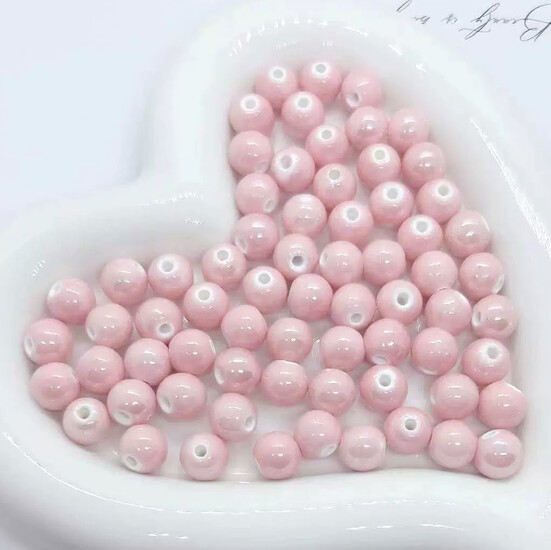 Бусины Шар керамические 8 мм 5 шт. Розовый светлый