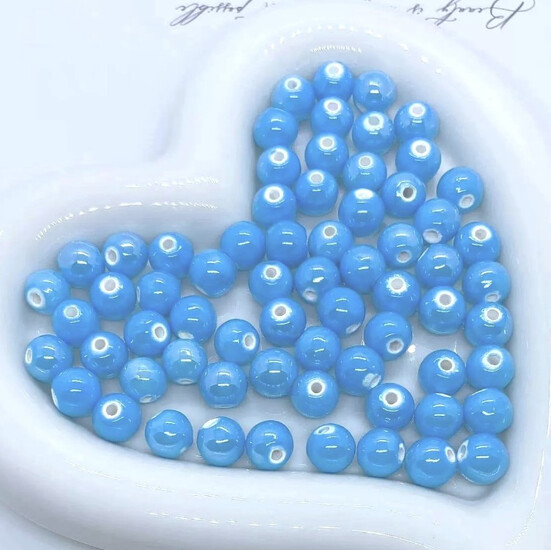 Бусины Шар керамические 10 мм 5 шт. Голубой