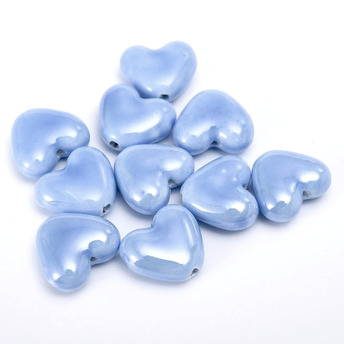 Бусины Сердце керамические вертик. отверстие 15х13 мм 5 шт. Синий