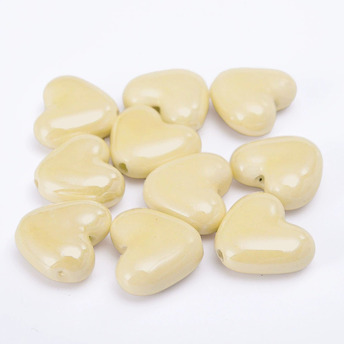 Бусины Сердце керамические вертик. отверстие 15х13 мм 5 шт. Бежевый