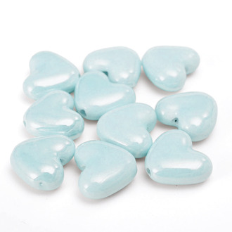 Бусины Сердце керамические вертик. отверстие 15х13 мм 5 шт. Небесный