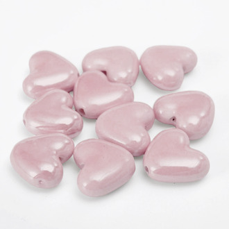 Бусины Сердце керамические вертик. отверстие 15х13 мм 5 шт. Розовый опал