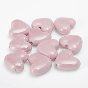 Бусины Сердце керамические вертик. отверстие 15х13 мм 5 шт. Розовый опал