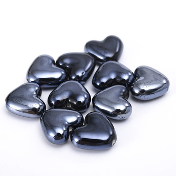 Бусины Сердце керамические вертик. отверстие 15х13 мм 5 шт. Черный