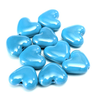 Бусины Сердце керамические вертик. отверстие 15х13 мм 5 шт. Голубой