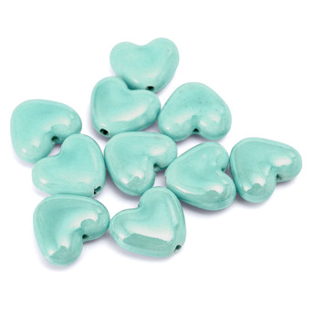 Бусины Сердце керамические вертик. отверстие 15х13 мм 5 шт. Тиффани