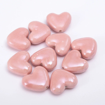 Бусины Сердце керамические вертик. отверстие 15х13 мм 5 шт. Коралловый