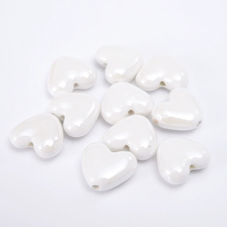 Бусины Сердце керамические вертик. отверстие 15х13 мм 5 шт. Белый