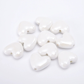 Бусины Сердце керамические вертик. отверстие 15х13 мм 5 шт. Белый