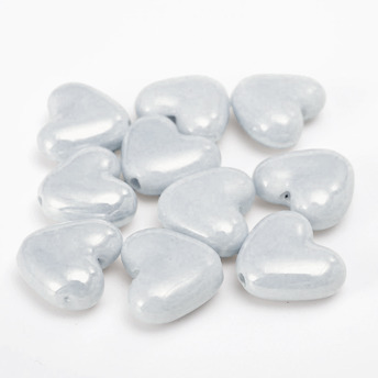 Бусины Сердце керамические вертик. отверстие 15х13 мм 5 шт. Серый