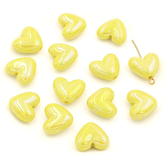 Бусины Сердце керамические вертик. отверстие 15х13 мм 5 шт. Желтый