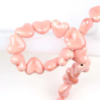 Бусины Сердце керамические горизонт. отверстие 15х13 мм 5 шт. Коралловый