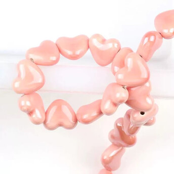 Бусины Сердце керамические горизонт. отверстие 15х13 мм 5 шт. Коралловый