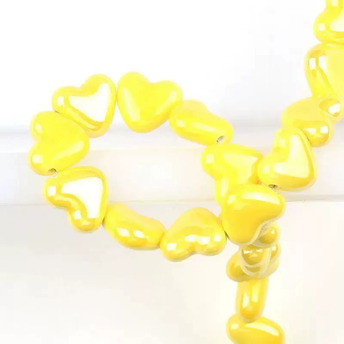 Бусины Сердце керамические горизонт. отверстие 15х13 мм 5 шт. Желтый