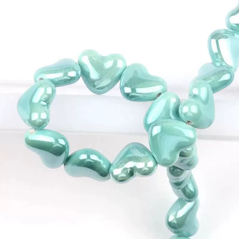 Бусины Сердце керамические горизонт. отверстие 15х13 мм 5 шт. Тиффани