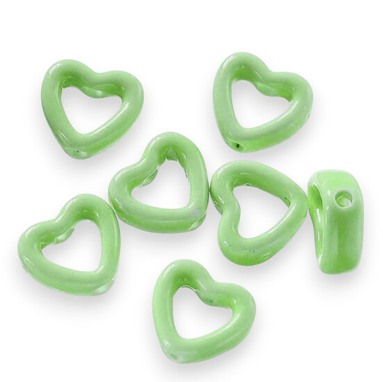 Бусина Сердце разделитель керамическая 14,5х13 мм 1 шт. Салатовый