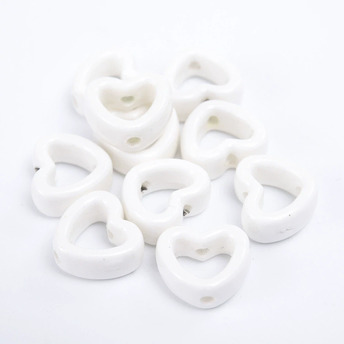 Бусина Сердце разделитель керамическая 14,5х13 мм 1 шт. Белый