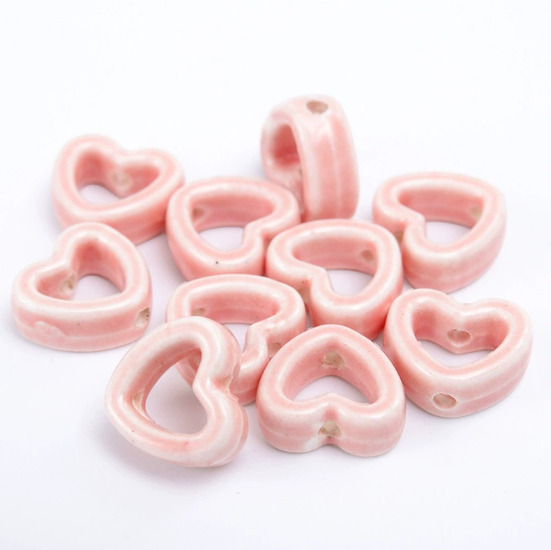 Бусина Сердце разделитель керамическая 14,5х13 мм 1 шт. Коралловый