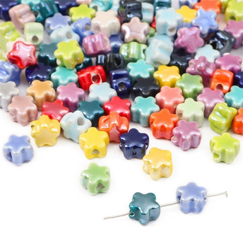 Бусины Цветок керамические 11х11 мм 5 шт. Разные цвета